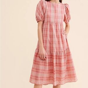 English Factory Plaid Tie Back Dress
